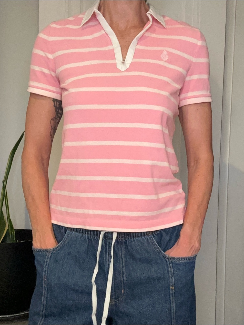 Ralph Lauren Active Pink Striped Polo Size Medium